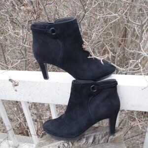 New Ladies Black Suede High Heel Ankle Boots By Clarks